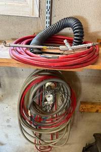 Porter-Cable Air Hoses with Spray Gun - Red & Gray Heavy-Duty Shop Coils