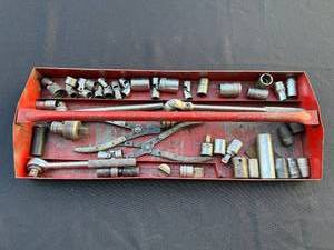 Vintage Socket Set in Red Toolbox - Wrenches, Pliers & Sockets