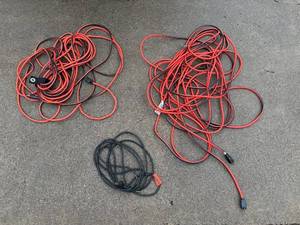 Extension Cords - Red & Black Heavy-Duty Cables, Assorted Lengths
