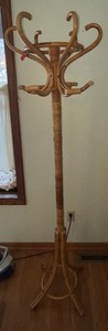 Rattan Coat Rack Floor Standing - 70-Inch Tall, Natural Finish