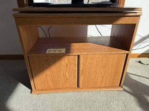 Oak Wood TV Stand 24x28x16 - Open Shelf & Cabinet Doors
