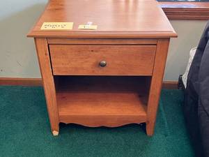 Wood Nightstand with Drawer & Open Shelf - 1-Drawer End Table, Scalloped Apron