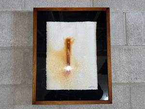 Framed White Foam Art Panel with Brown Stain Center - Wood Frame