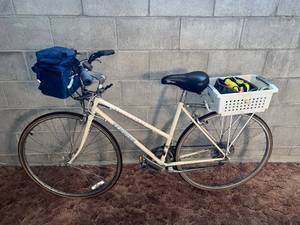 Schwin Worldsport Womens Road Bike - Steel Frame, Front Basket, Rear Rack, 21-Speed