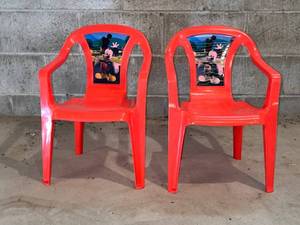 Disney Mickey Mouse Plastic Kids Chairs - Red (Lot of 2)