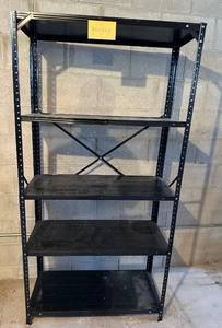 Black Powder-Coated Steel Shelving Unit, 70 in H x 30 in W x 16 in D