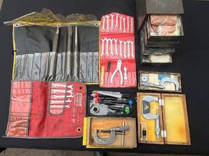 Snap-On Wrench Set, Brown & Sharpe Micrometers, Central Tool Co Caliper - Vintage Tools