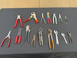 Assorted Pliers & Hand Tools - Locking Pliers, Needle-Nose, Diagonal Cutters, Wrenches