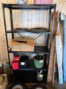 Shelving Rack - Heavy-Duty Black Steel, 4-Shelf Industrial Storage Unit