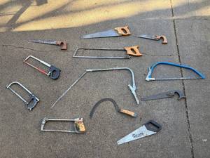 Assorted Saws - Hand, Frame, Hacksaw, Coping & Bow Saw Set