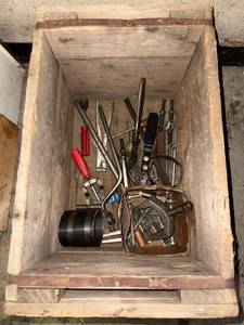 Hand Tools in Wooden Crate - Assorted Vintage Workshop Tools