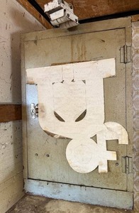 Heavy-Duty Steel Storage Cabinet with Locking Door (no keys) - 2 Shelves, Garage Workshop - contents included