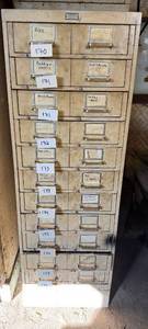 Vintage Beige Metal Filing Cabinet with Multiple Drawers