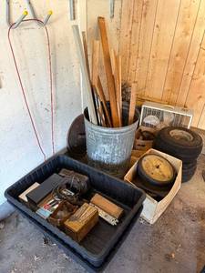 Assorted Hardware, Lumber, Tires & Electrical Parts - Workshop Salvage Collection