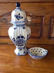 Blue Dutch Urn and Dish