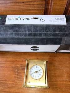 Better Living Flip Shower Shelf and Linden Table Clock