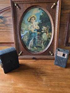 Two OLD Radios and a Little Boy with Puppy Print