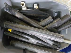Tote Full of Shop Vac Attachment Parts
