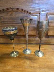 3 Silver Plated Wine Cups