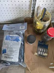 Lot of Garage Items, Cargo Net, Socket Set, Nails, Razor Blades