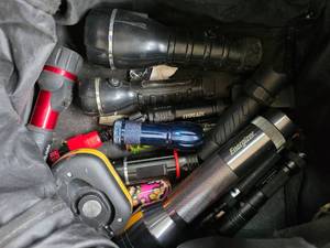 Tool Bag Full of Flashlights, WILL NEED BATTERIES or Charging Cables