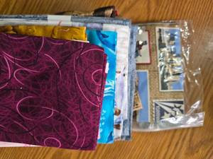 Lot of Quilting Squares, Red Swirly on Top of Pile That Is Roughly 8 Inches High