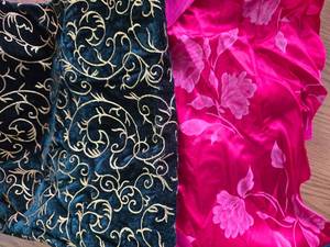 8 Yards of the Red with Pink Felt and a Yard of Gold Swirls