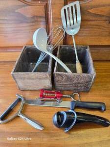 Misc Kitchen Tools and Two Deco Boxes
