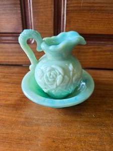 AVON Victoriana Mini Pitcher and Bowl Set 1970s 2 Pieces Has Been Repaired