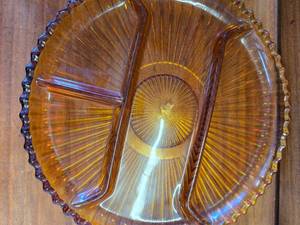 Vintage Indiana Amber Glass- Divided Relish Dish