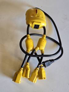 Yellow Jacket Power Cord Splitter with Four Outlets and Surge Protector