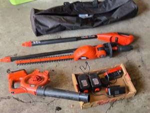 Black & Decker Cordless Yard Tools Set including Hedge Trimmer and Leaf Blower with Batteries and Charger