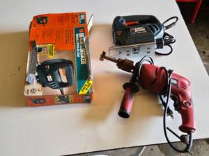 Black & Decker 3.2A Variable Speed Jigsaw and Skil Drill with Rusty Bit