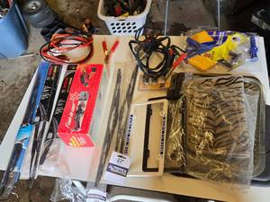 Lot of Automotive Accessories and Tools including Bosch MicroEdge Wiper Blades and Autotex Wiper Blades