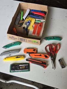 Box of Utility Knives and Scissors