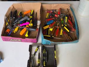 Lot of Mixed Screwdrivers and Tools Including Various Brands and Sizes - Almost all Phillips