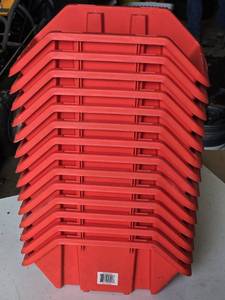 Stack of Red Plastic Storage Bins - Appr. 9x14