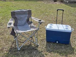 Folding Camping Chair and Wheeled Cooler