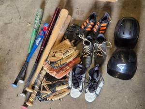 Easton Baseball Bats, Gloves, Nike and Adidas Cleats, and Helmets Lot
