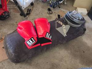 Century Heavy Bag with ILKB Kickboxing Gloves and Everlast Punch Mitts - Bag is 44