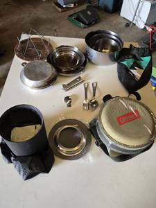 Camping and Cookware Set including Portable Stove, Stainless Steel Cookware, Utensils and Accessories