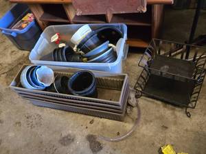 Plastic Planters and Pots with Gardening Supplies