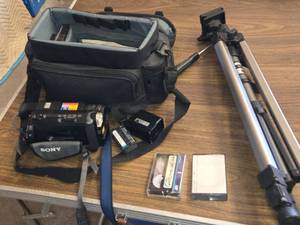 Sony Handycam CCD-TR67 Camcorder with Accessories, Tripod, and Tapes - Untested