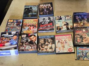 DVD collection including King Kong, Veronica Mars, Good Times, The Americans, and more TV shows and movies