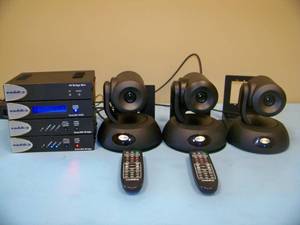 (3) Vaddio RoboSHOT 12E HDBT IP Camera Systems, Vaddio Interface  Extension Systems and (2) Remotes