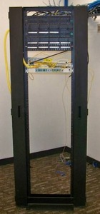 Middle Atlantic RLA19-1245B RLA Series Open-Frame 2-Post Rack, 45RU RMS AV Rack with Leviton Cat5e & Xtreme Cat6A Patch Panels