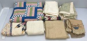 Large Group Of Hand Sewing Patch Quilts And More