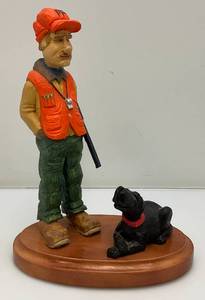 DAVE CONSTANTINE Hunter With Dog Sculpture 9 x 12 14
