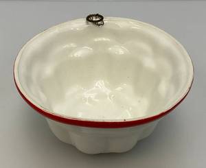 Vintage Red Striped Art Pottery Jelly Mold 4 x 6 34