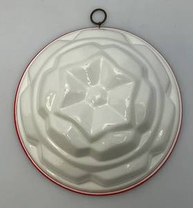 Vintage Red Striped Art Pottery Jelly Mold 4 34 x 8 12